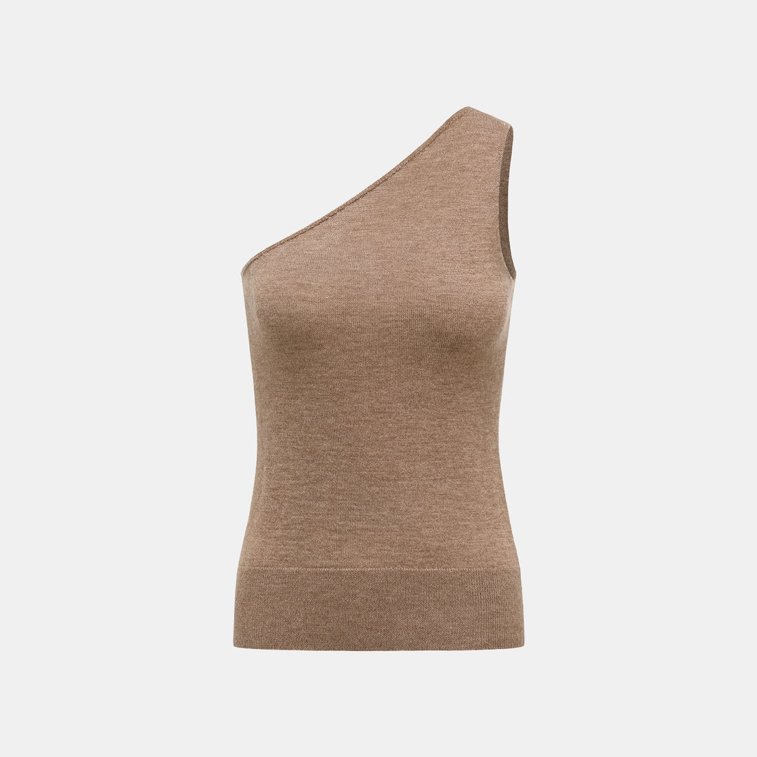 "Autumn Diary" 100% Cashmere Off-shoulder Top—Earl Gray