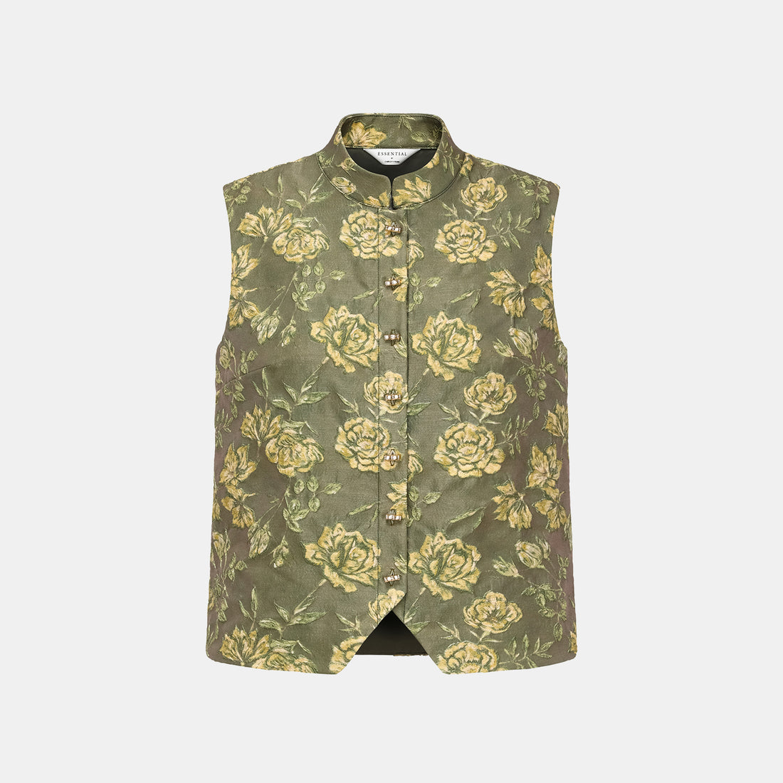 "Imperial Garden Teatime" Silk Wool Light Chinese Style Suit - Green