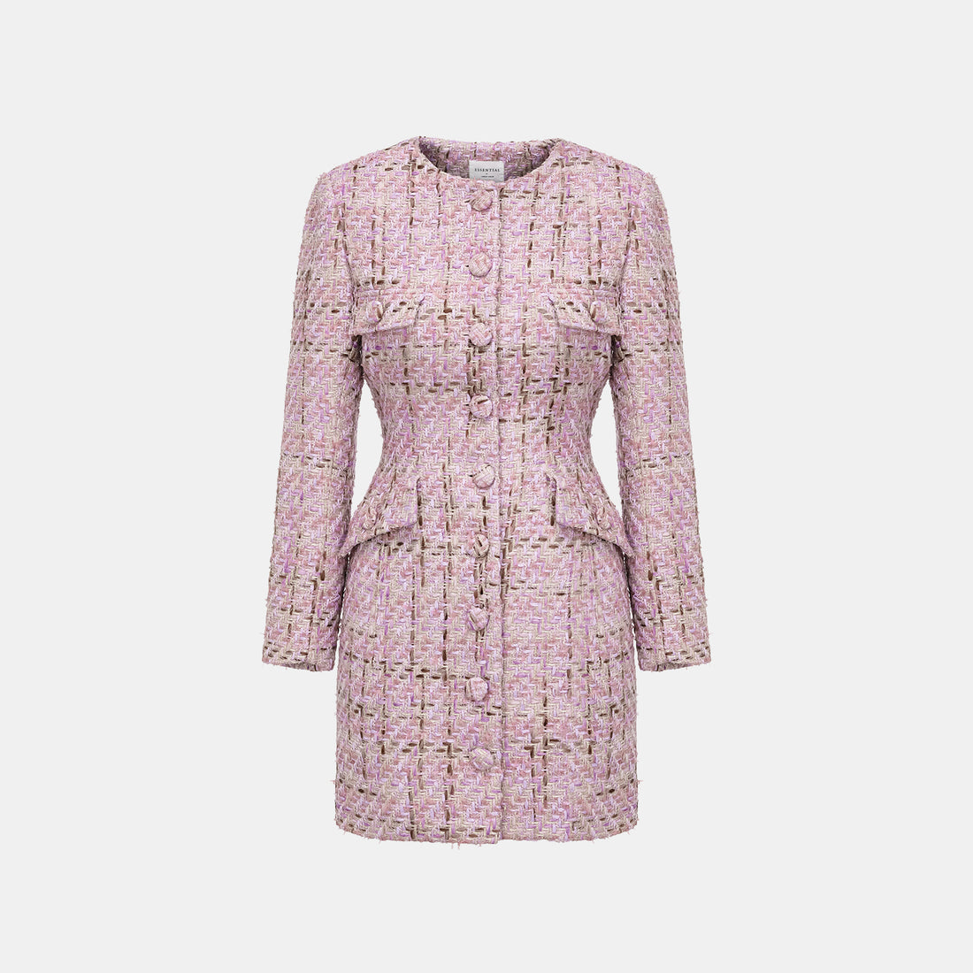"Mayfair date night" wool tweed three-dimensional tailoring dress—Blossom
