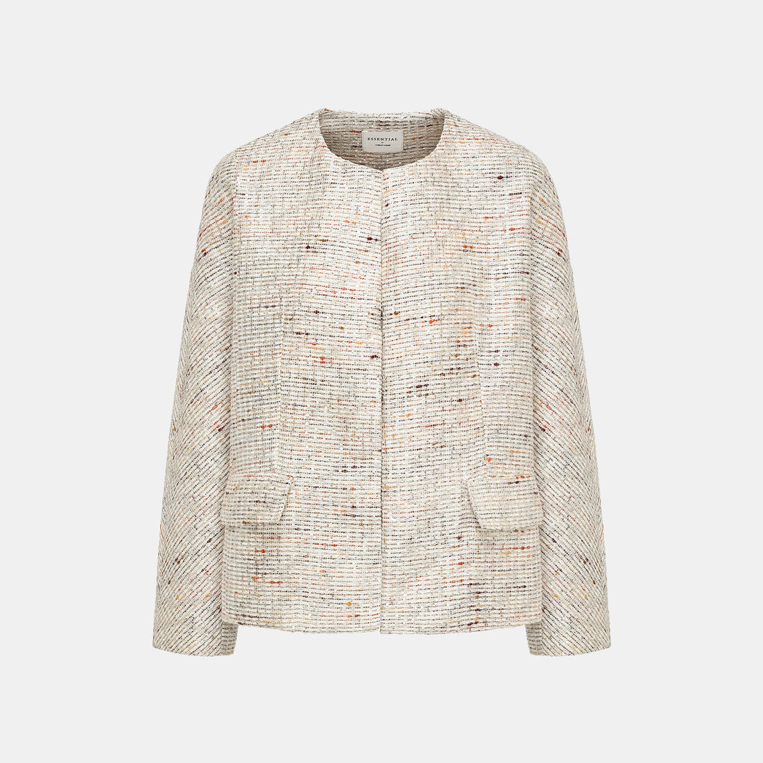 "Oxford Autumn Elegance" Tweed Oversized Jacket - White and Multicolor