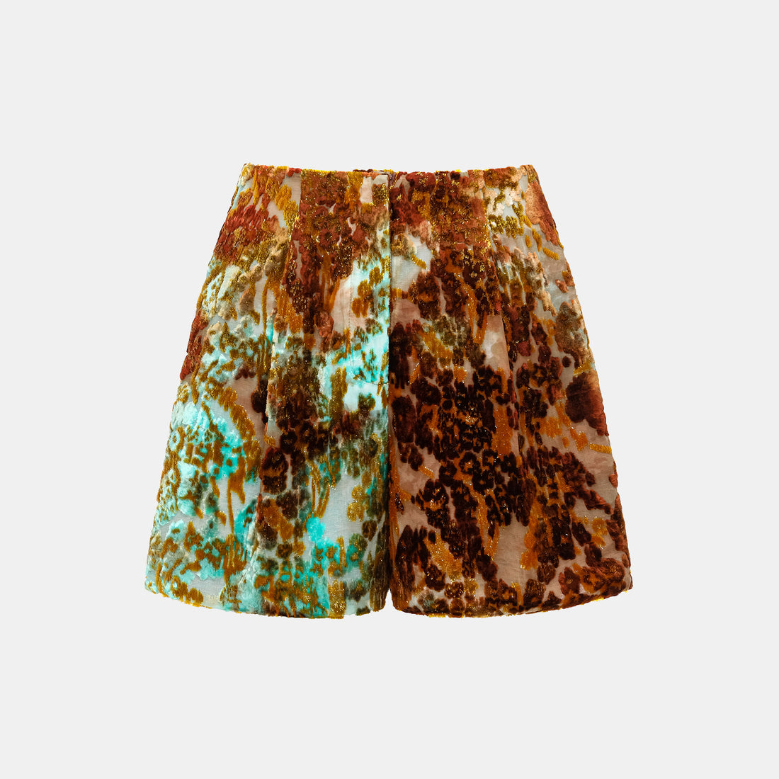 "Imperial Garden Teatime" Silk Velvet Chinese Style Shorts - Cuiyan