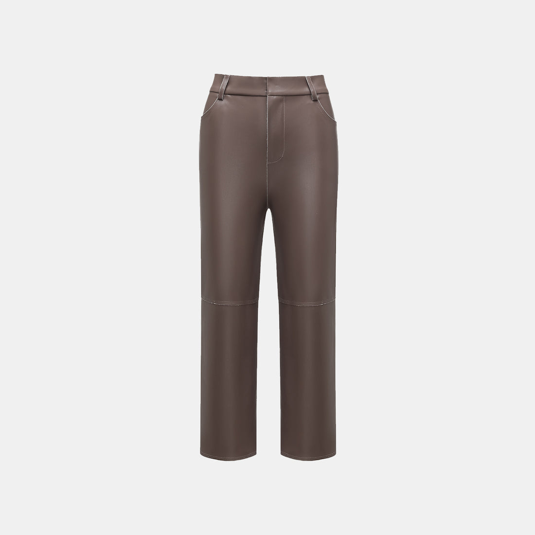 Easy-go Chic” Vegan Leather Cropped Pants - Suede Brown