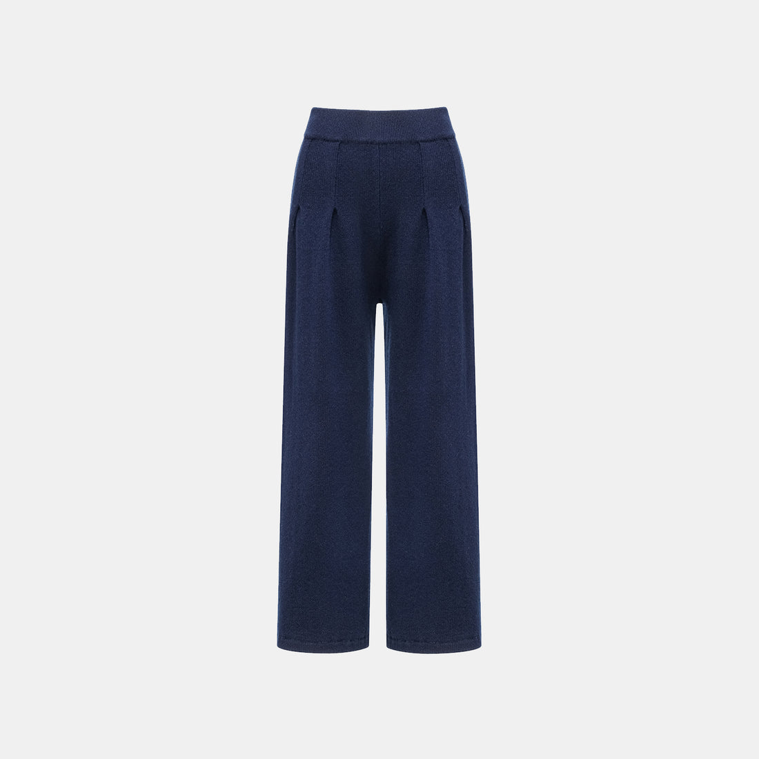 "Winter Diary" 100% Cashmere Heavyweight Three-Dimensional Pleated Wide Leg Pants - Blue