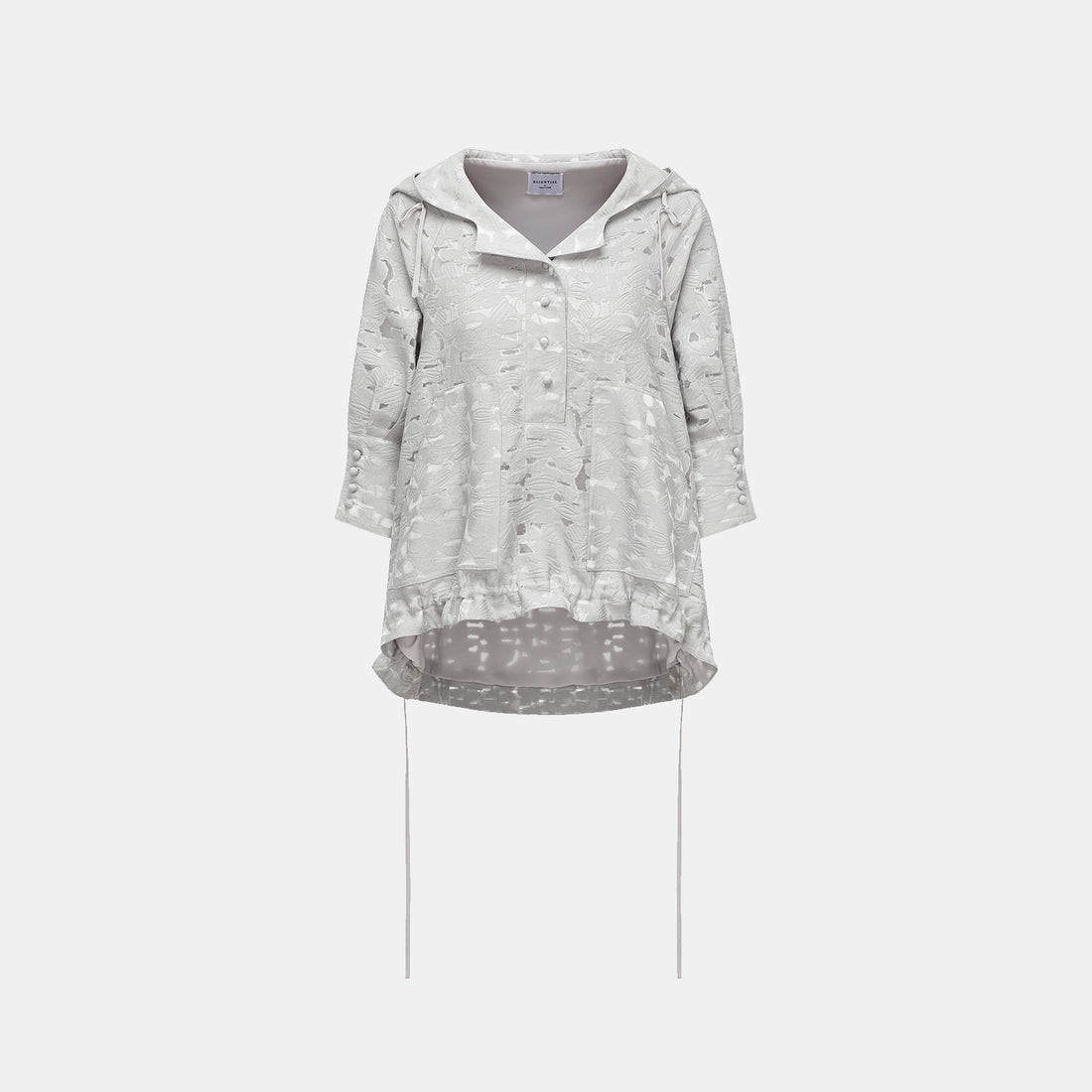 "Spring Outing" Jacquard Hooded Drawstring Top - Silver Lake