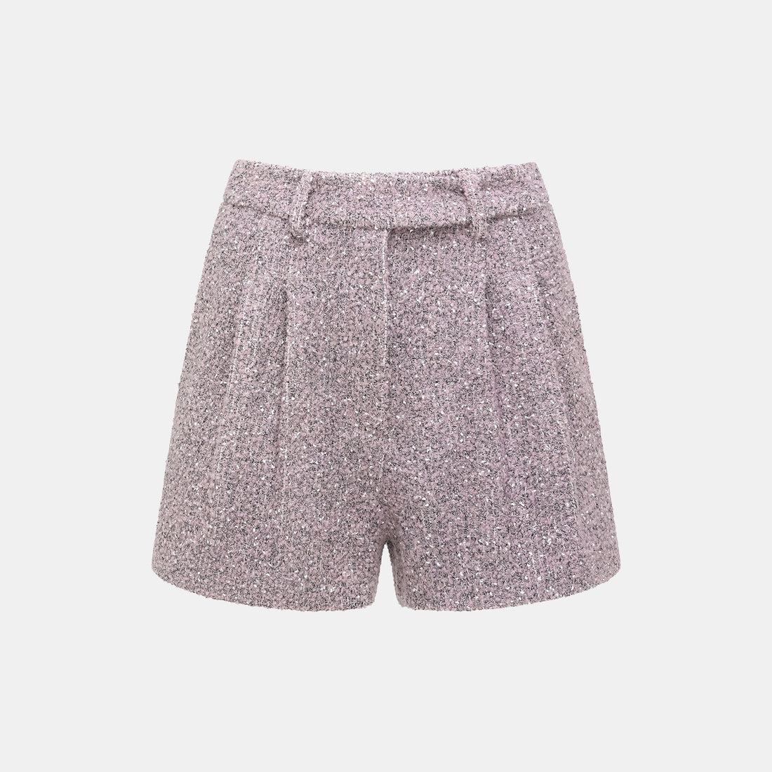 "Chelsea Citywalk." Italian Textured Tweed Shorts—Lavender Haze
