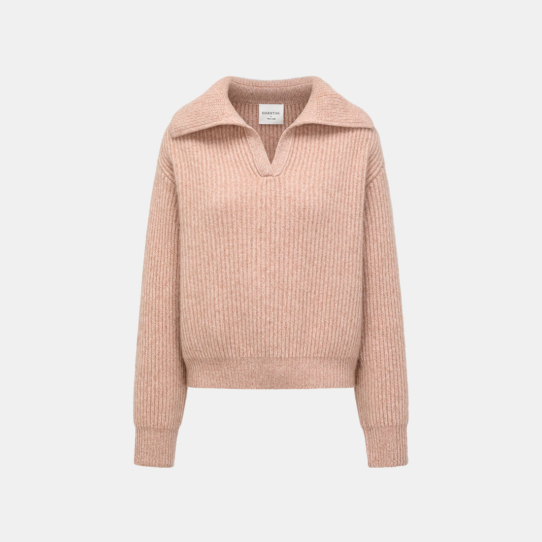 "Winter Diary" 100% Cashmere Chunky Lapel Top—Toasted Pink