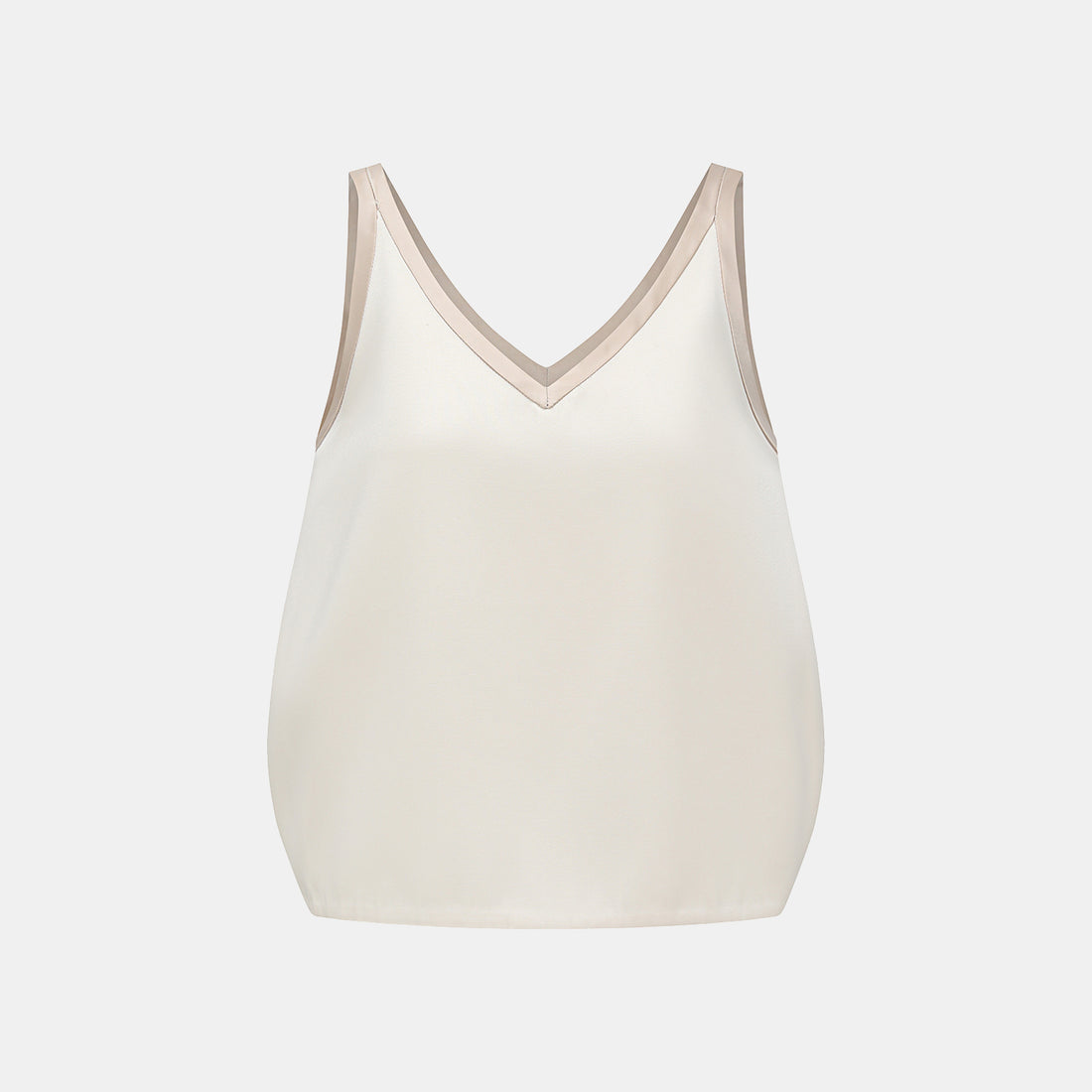 "Weekend at Monaco." Heavy Satin Panelled Tank Top — Ivory