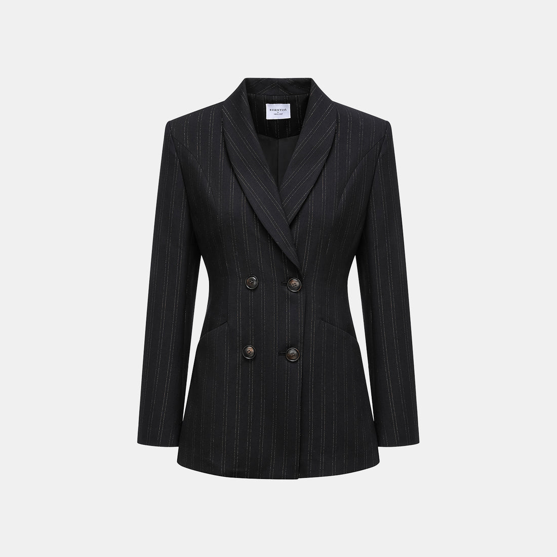 "Speak Sleek." Italian gold weaving craft straight three-dimensional tailoring suit jacket—Indigo