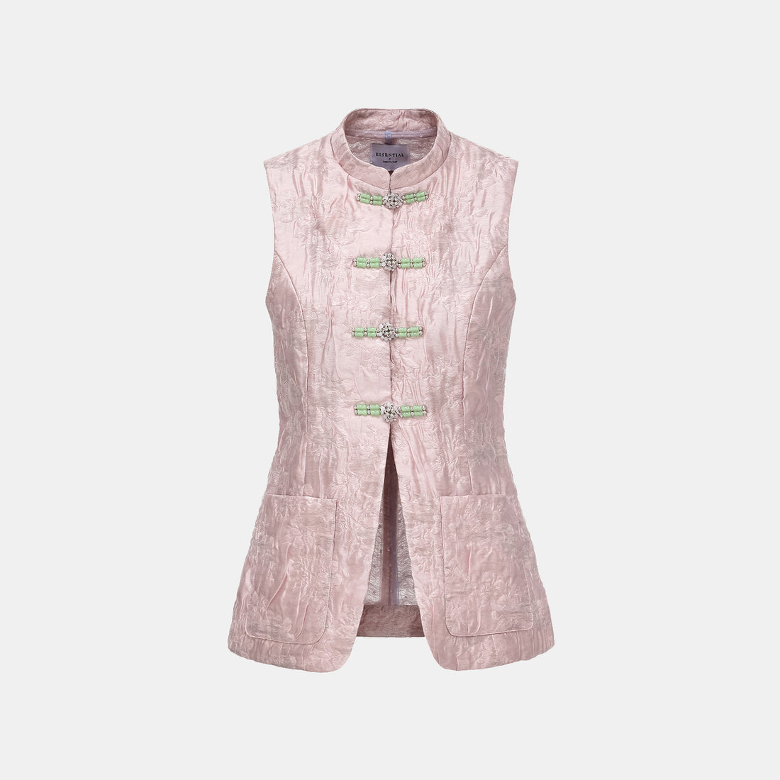 "Spring" Ice Crystal Jacquard Light Chinese Style Vest - Rose Dew