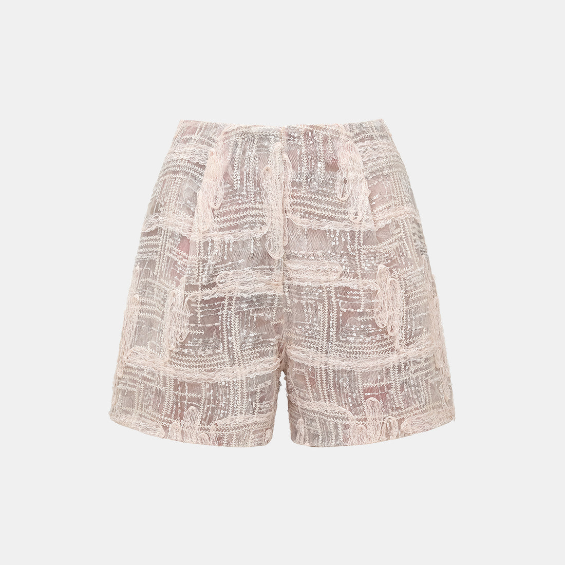 "Imperial Gala" Luxe Lace Painted Beaded Shorts