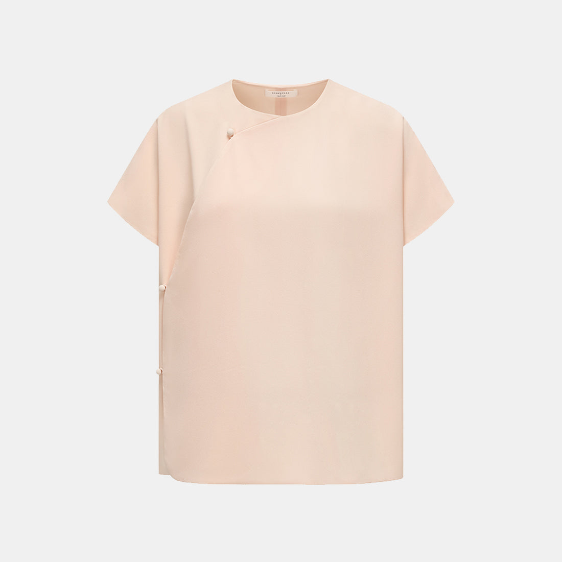 "Autumn" Light Chinese Style Short Sleeve Blouse - Nude