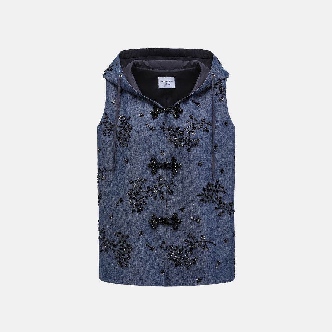 "Spring" Italian beaded hooded light Chinese style vest