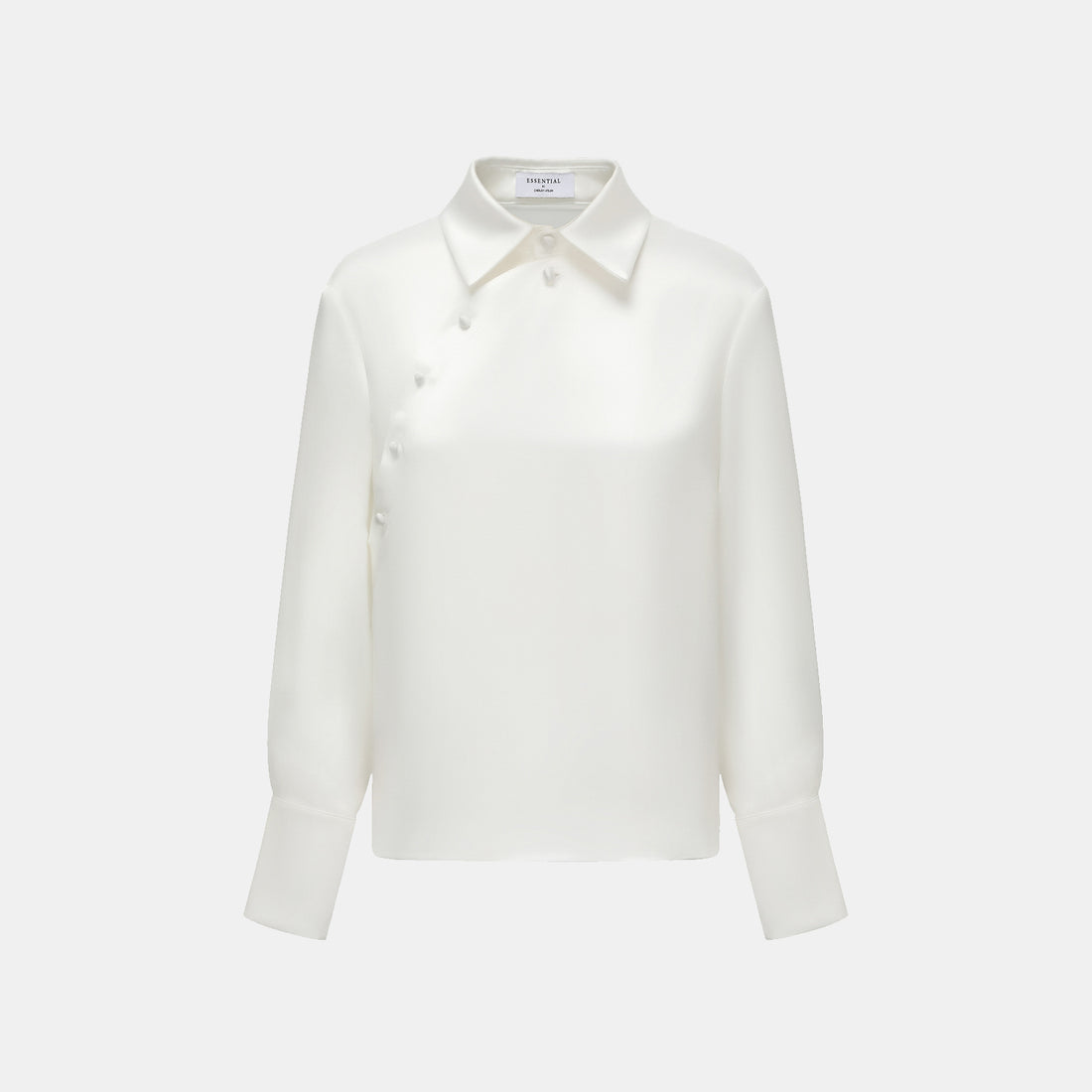 "Spring" Crystal Scale Texture Acetate Light Chinese Shirt - White