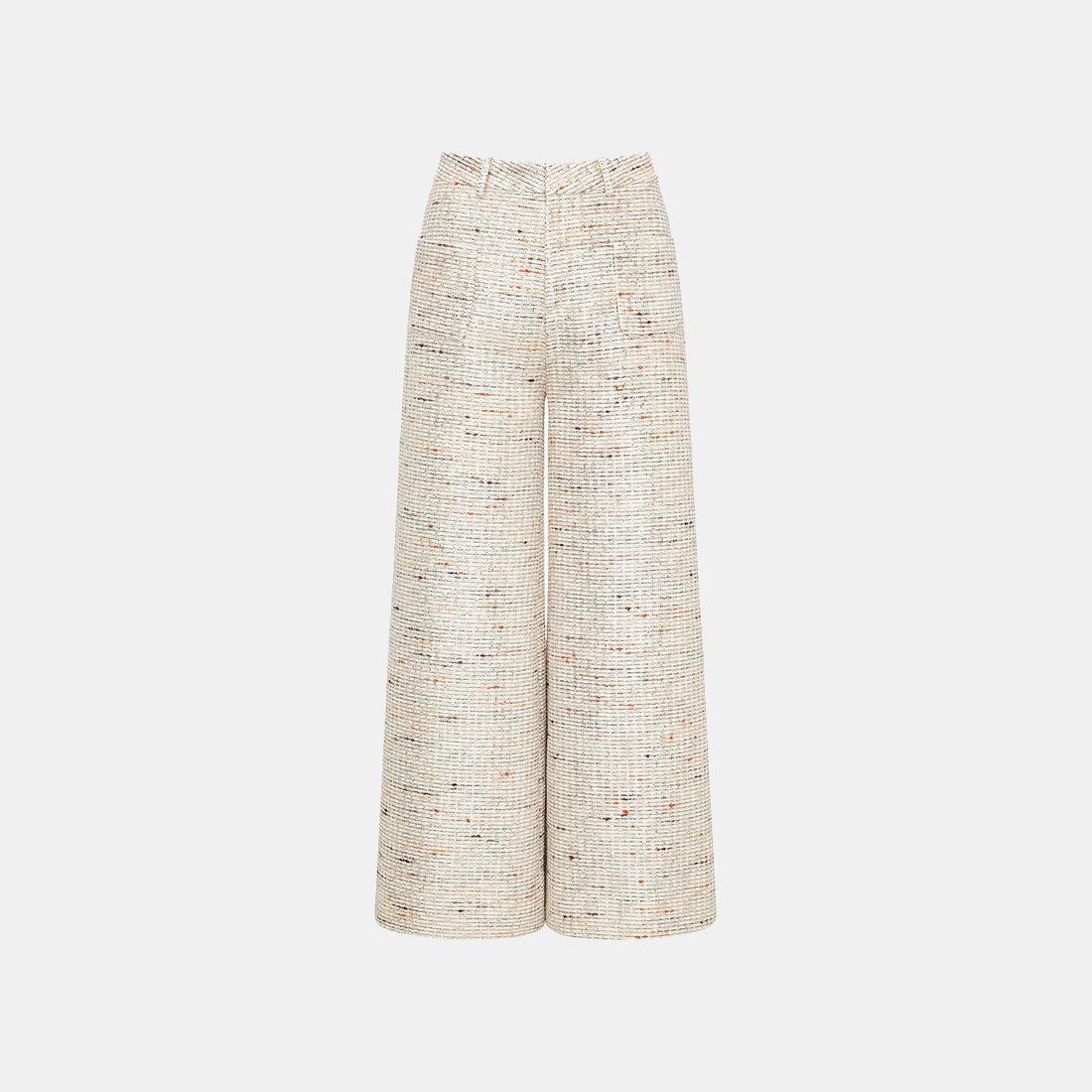 "Oxford Autumn Elegance" Tweed Wide Pants - White and Multicolor