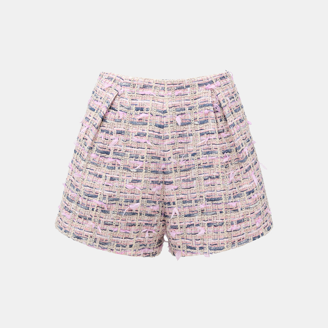 "Sloane Ave." French Summer Lightweight Tweed Shorts — Twilight Garden