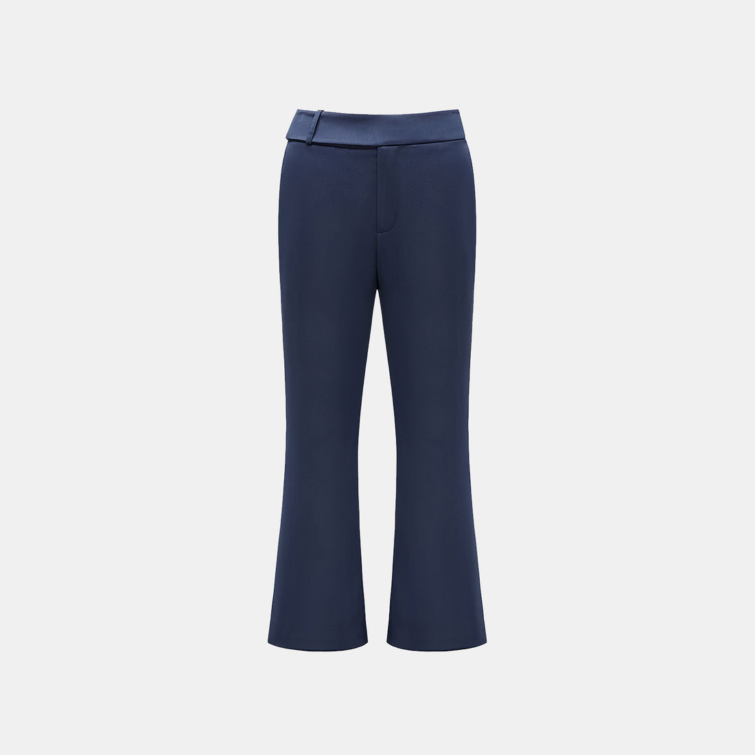 "Autumn Diary" Pearl Acetate Satin Cropped Flared Pants - Dark Blue