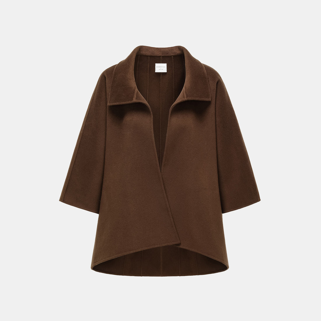 "Winter Diary" 100% Cashmere Double-faced Long Pile Craft Short Coat - Dark Chocolate