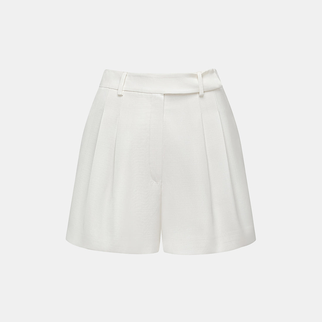 "Speak Sleek" Luxe Lightweight Hemp Textured Acetate Shorts - Ivory