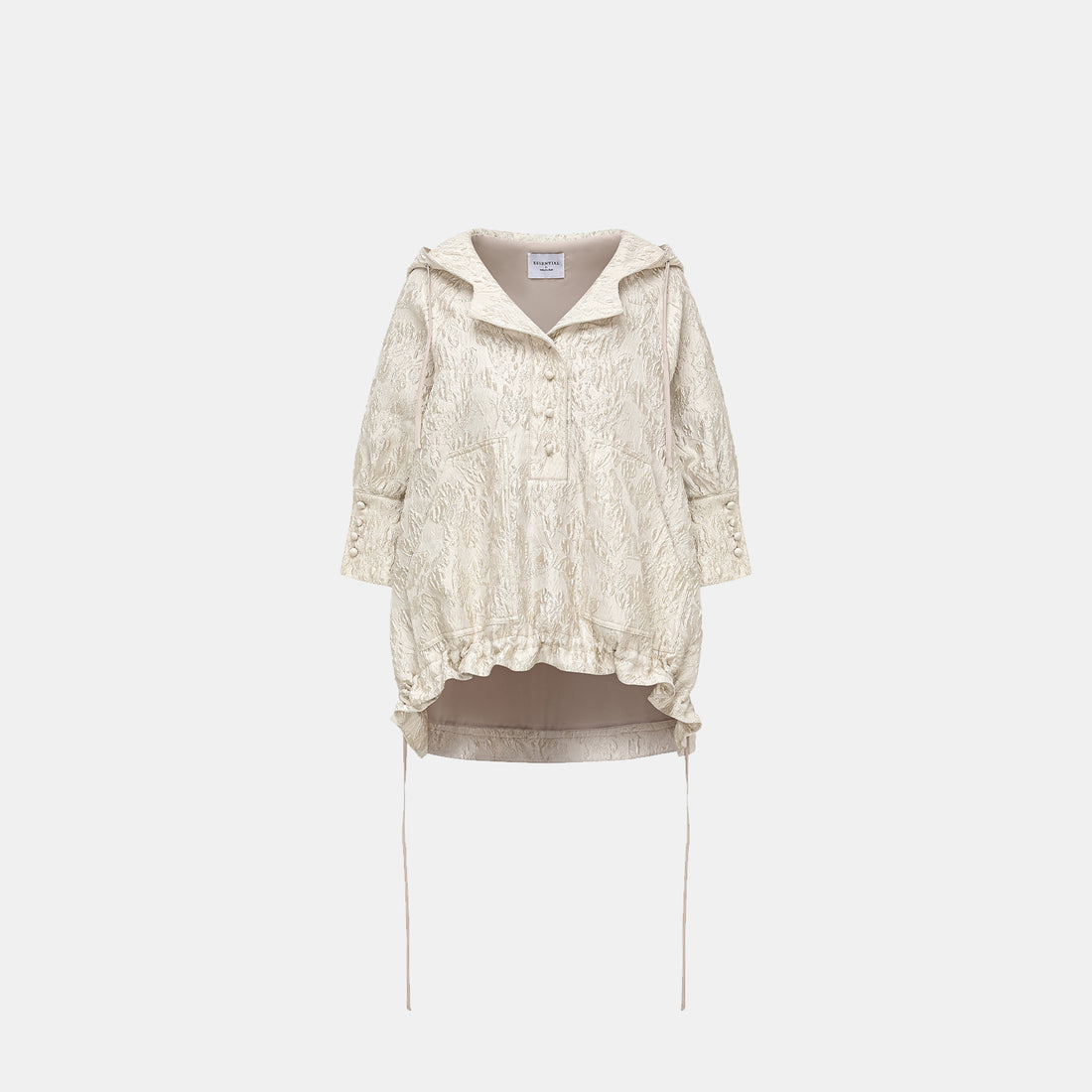 "Spring Outing" Jacquard Hooded Drawstring Top—Sunlight