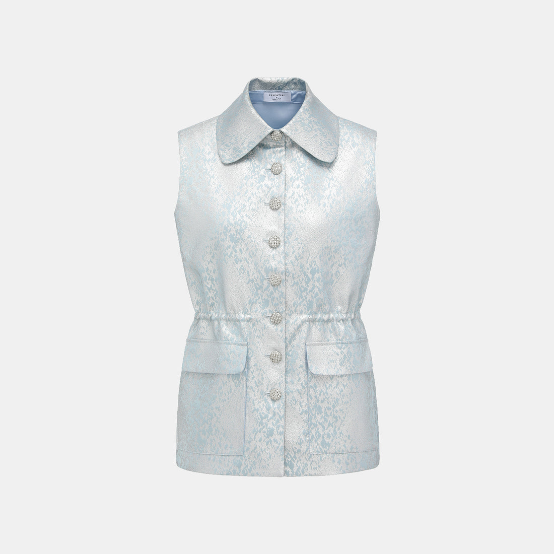 "Spring" Spanish jacquard hunting waistcoat vest - Shadow blue floating light