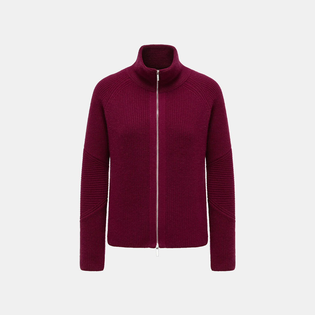 "Winter Diary" 100% Cashmere Turtleneck Panelled Jacket - Raspberry Jam