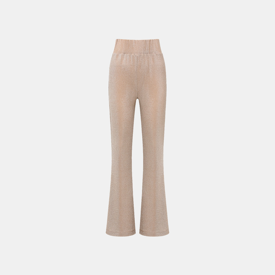 "Easy-go Chic" Silver Weave Stretch Fit Flare Pants—Tan