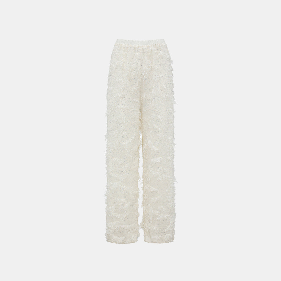 "Imperial Garden Teatime" Italian Feather Embroidery Tassel Craft Wide Leg Trousers - Yunyu