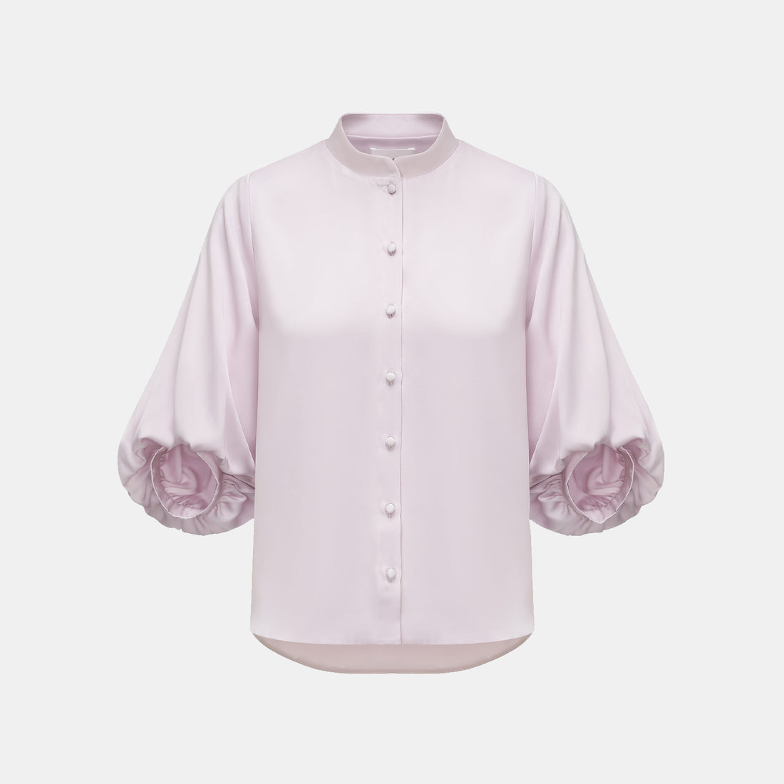 "Autumn" 100% silk chiffon Chinese style three-quarter sleeve shirt - cherry blossom pink