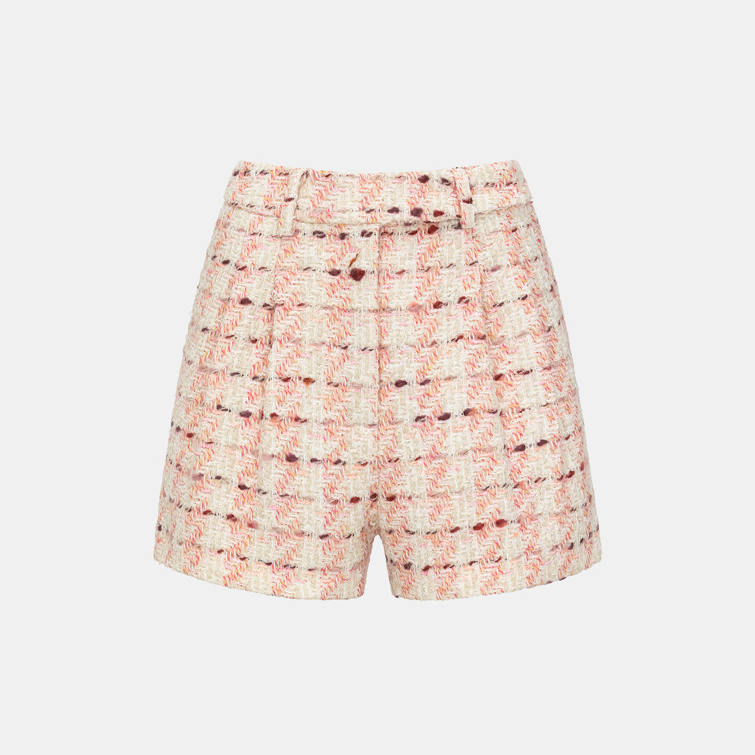 “Brunch at Ritz” Tweed Shorts—Pink Waffle