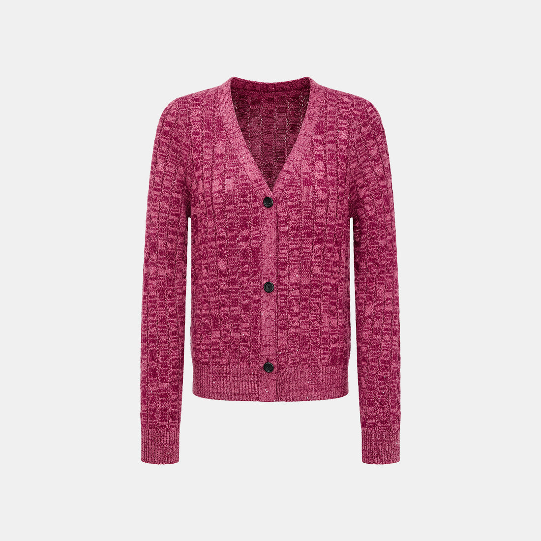 "Winter diary." 100% Cashmere Sequined Cable Knit Cardigan—Luck
