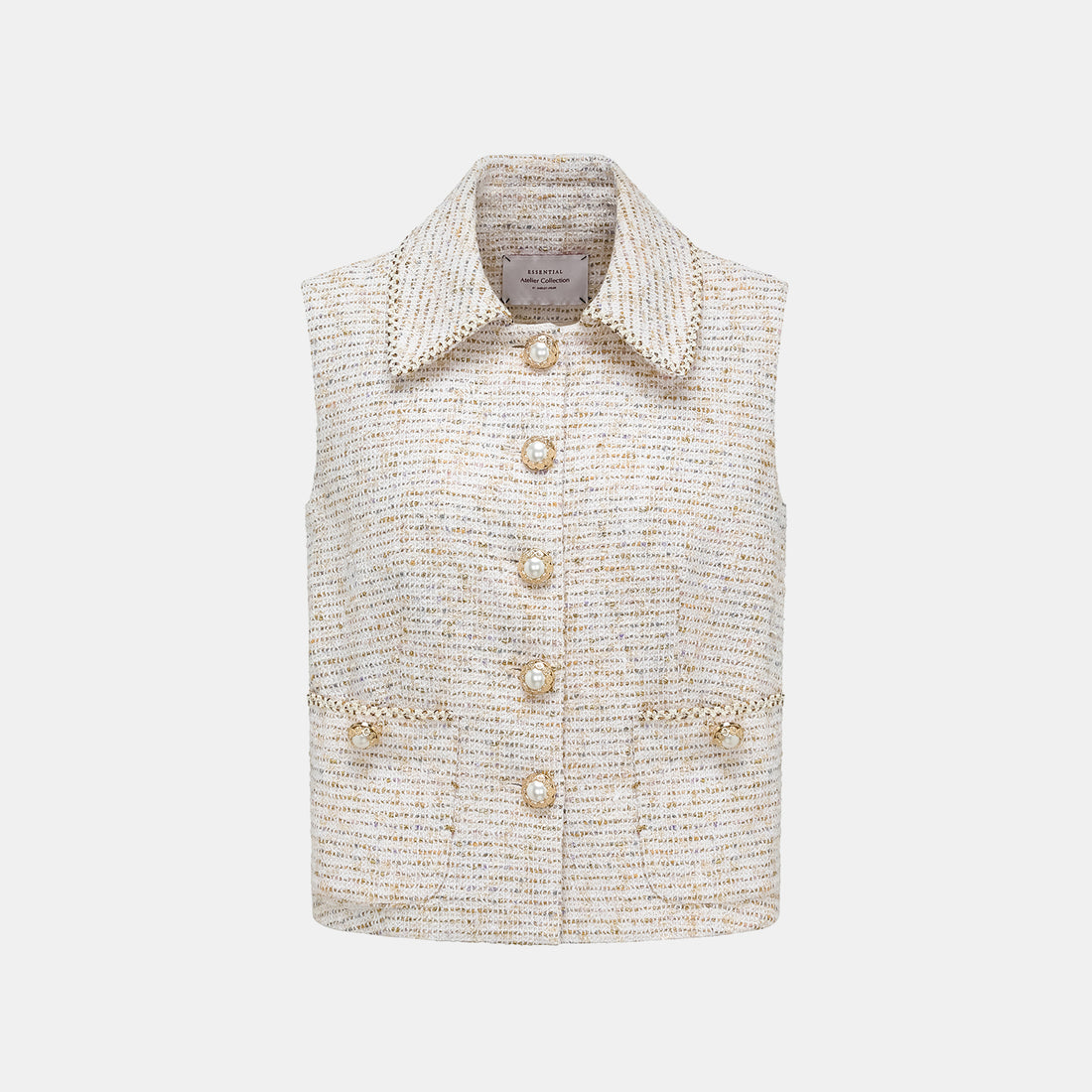 "Chelsea Citywalk." Spanish gold-finish lightweight tweed vest