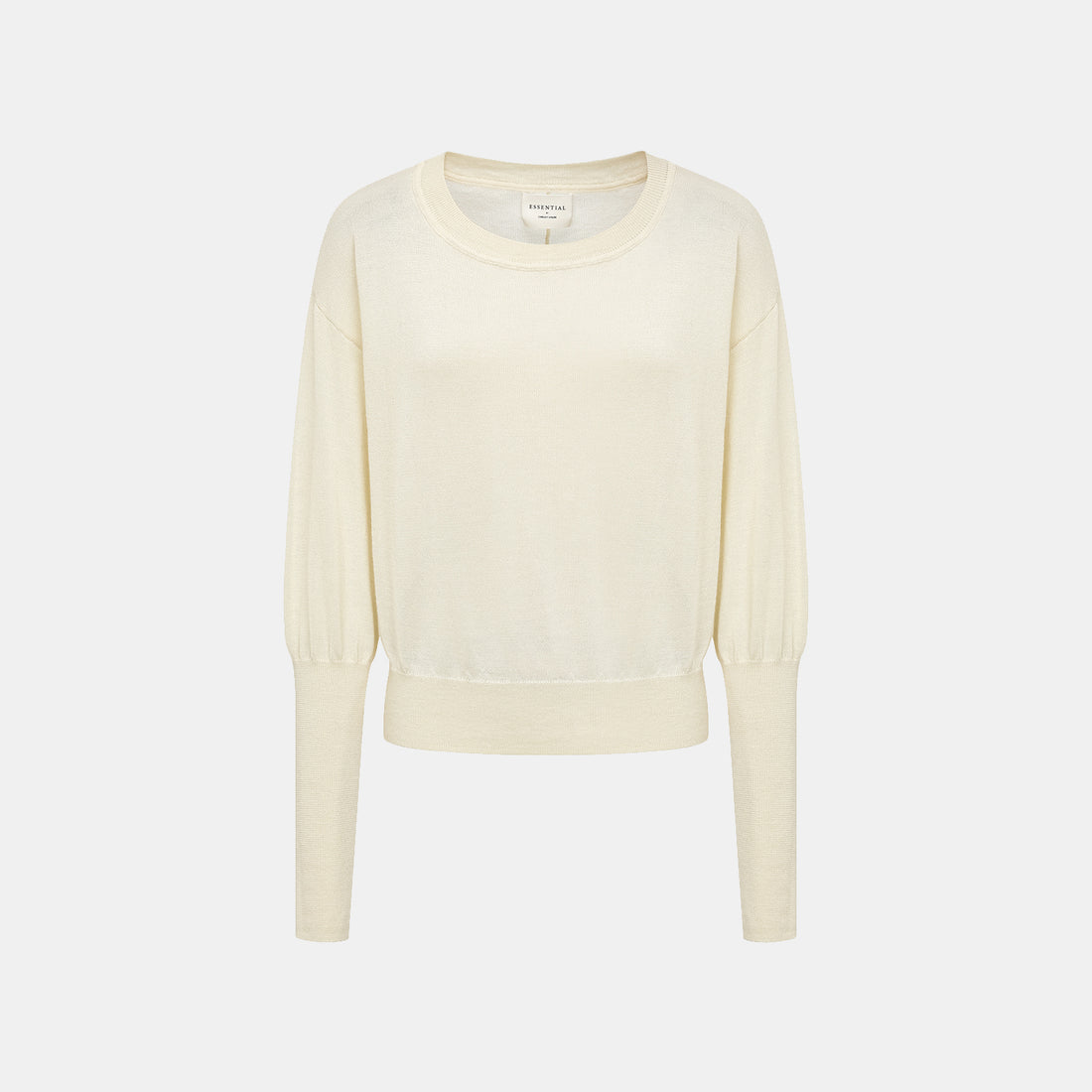 "Winter Diary" Silk Cashmere Knit Batwing Sleeve Knit Top - White