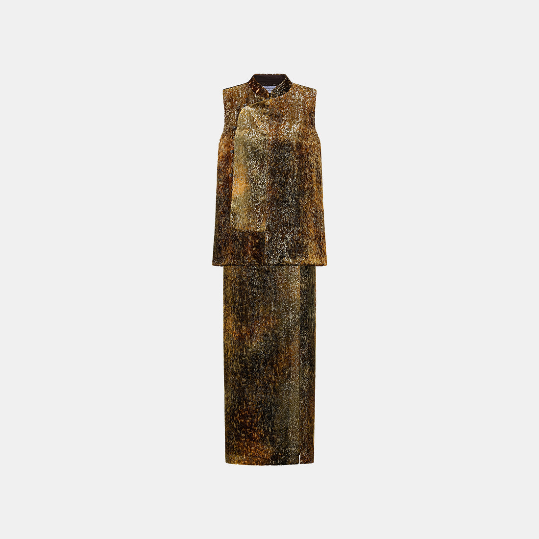 "Imperial Garden Teatime" Silk Velvet Chinese Style Vest - Late Autumn Amber