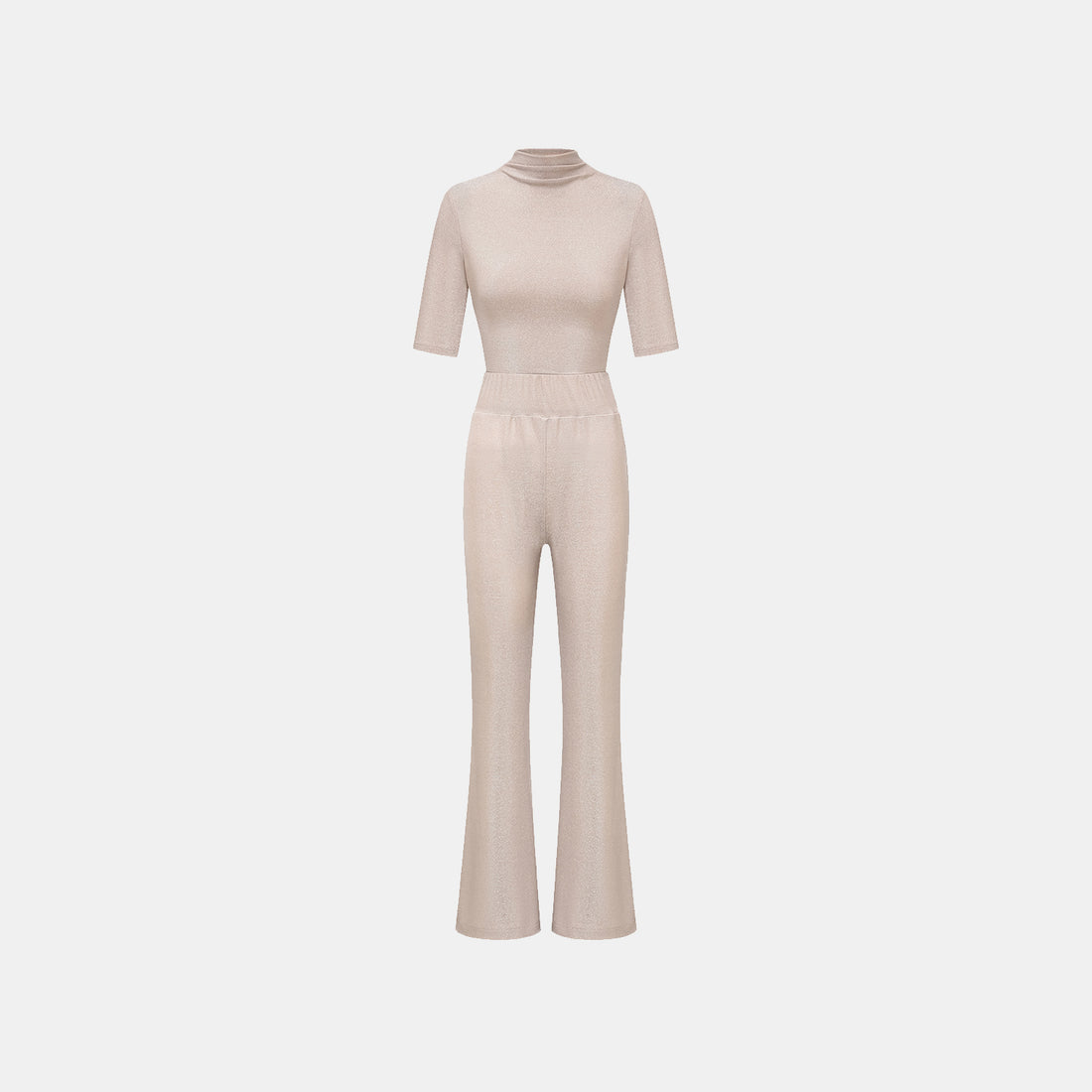 "Easy-go Chic" Silver Weave Elastic Fit Flare Pants—Pink