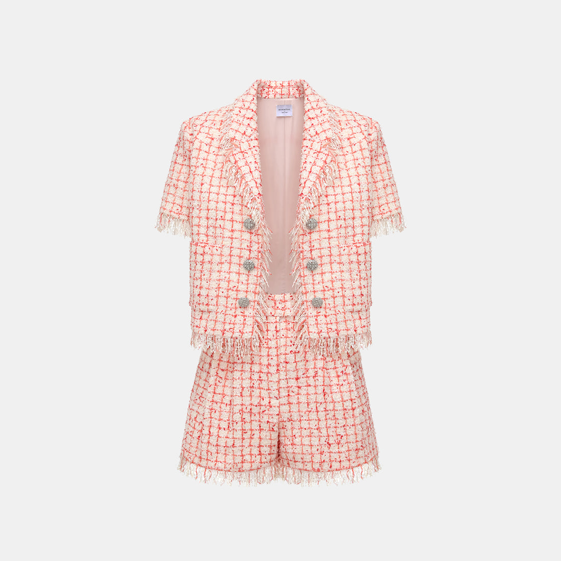 "Chelsea tea time" Tweed Shorts—Peach Parfait