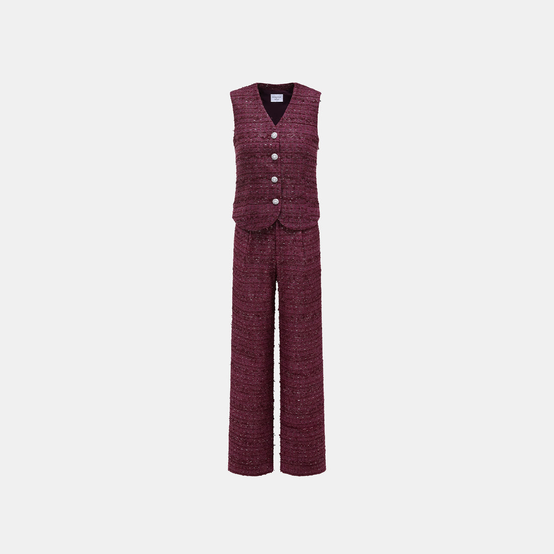 "Westminister Weekdays" Lightweight Tweed Tailored Wide Pants - Romance