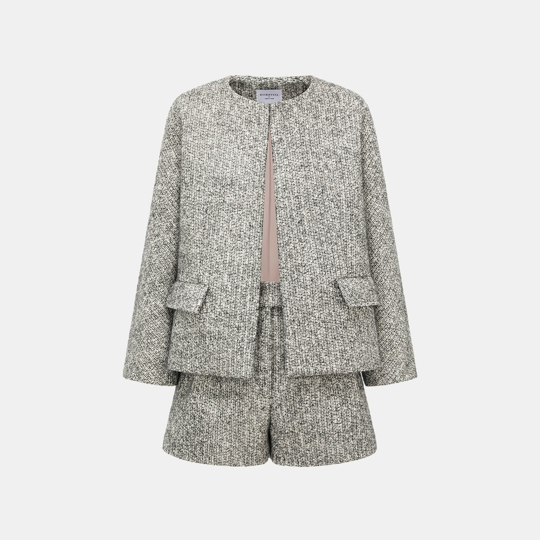 "Chelsea Citywalk." Tweed Oversized Jacket—Ashen Radiance
