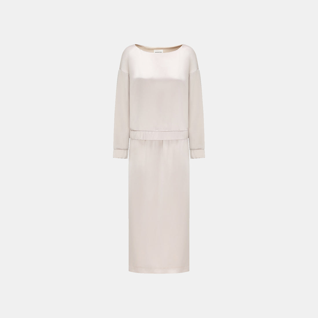 “Easy Go Chic.” Satin Acetate Leisure Suit—Champagne White