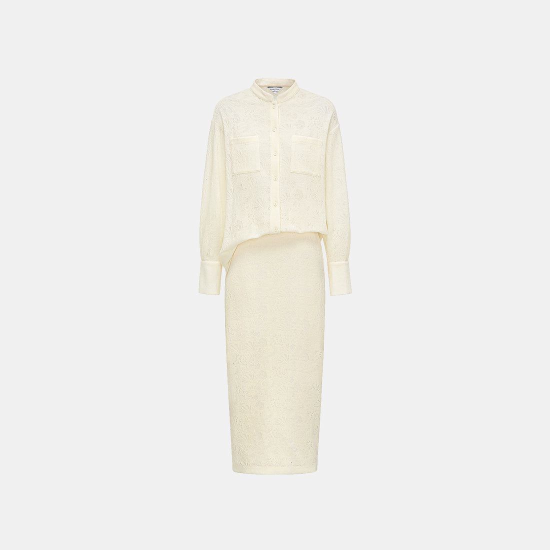 "Lazily Leaning on Spring" Wool Jacquard Chinese Knitted Suit - Autumn Porcelain Reflecting the Snow