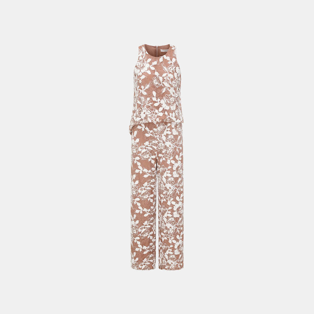 “Welcome to my party.” Wide-leg trousers with velvet embroidery—Champagne