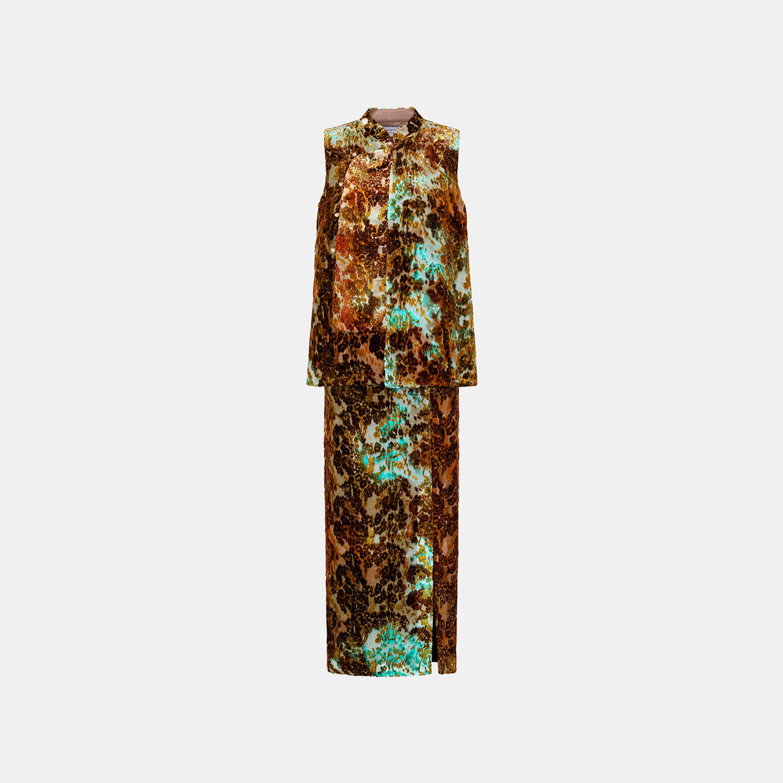 "Imperial Garden Teatime" Silk Velvet Chinese Style Pencil Skirt - Cuiyan