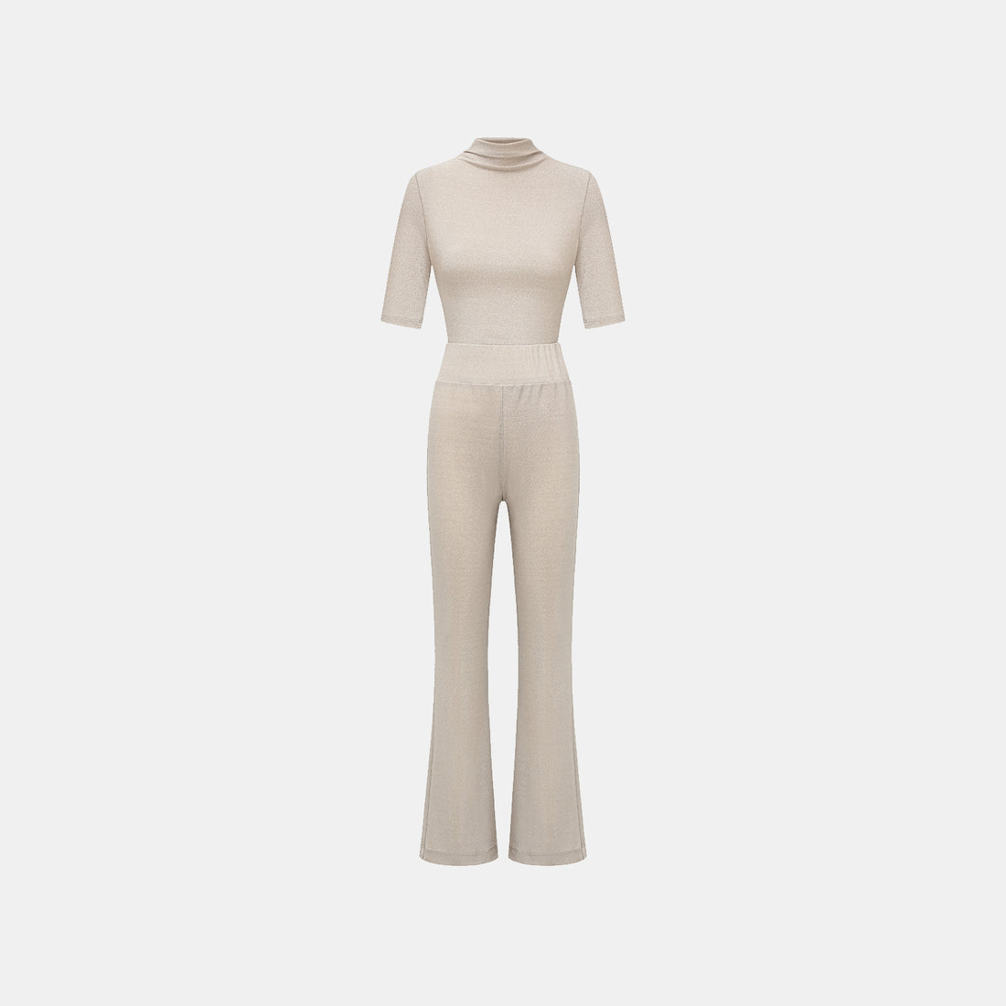 "Easy-go Chic" Silver Weave Elastic Fit Top—Nude