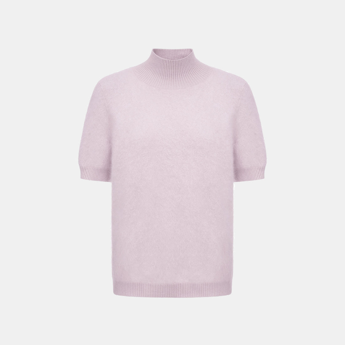 “一襲柔光 A Soft Halo • 柔霧薰紫 Soft Lavender” 100% Cashmere 極細絨柔梳纖工藝立領五分袖上衣