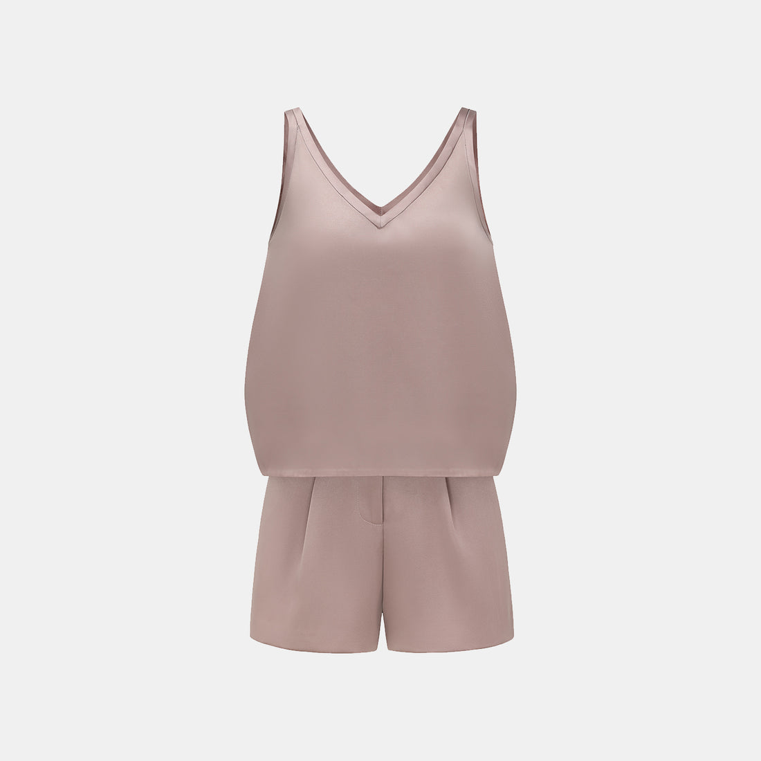 "Weekend at Monaco." Heavy Satin Shorts — Taupe