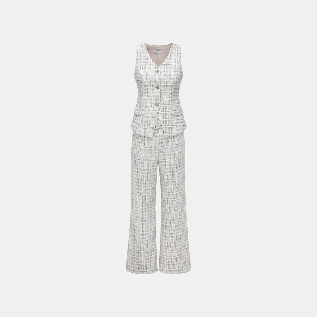 "Chelsea Citywalk." 3D-cut tweed vest - Blanc