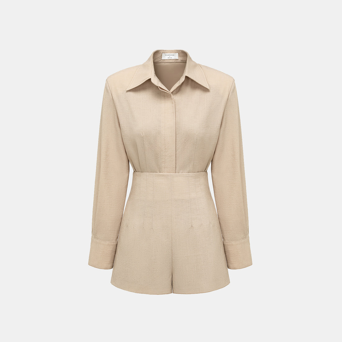 "Easy go Chic" Waffle Shoulder Pad Shirt/Shorts Set - Camel