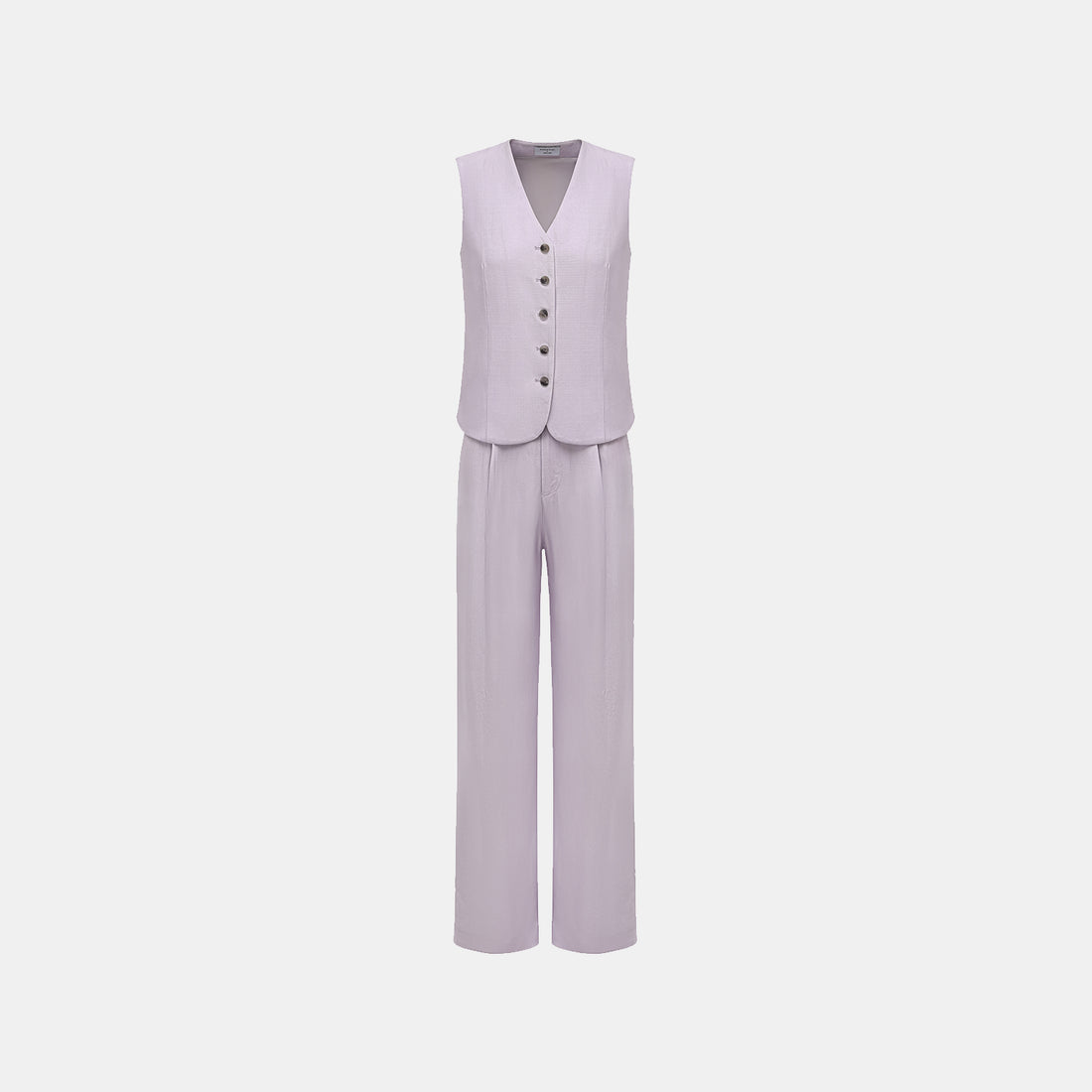 "Speak Sleek" Luxury Lightweight Linen Texture Acetate Tie-Strap Suit Vest—Lilac