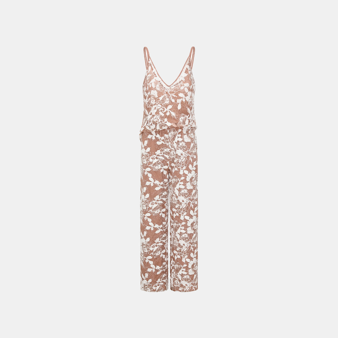 “Welcome to my party.” Wide-leg trousers with velvet embroidery—Champagne