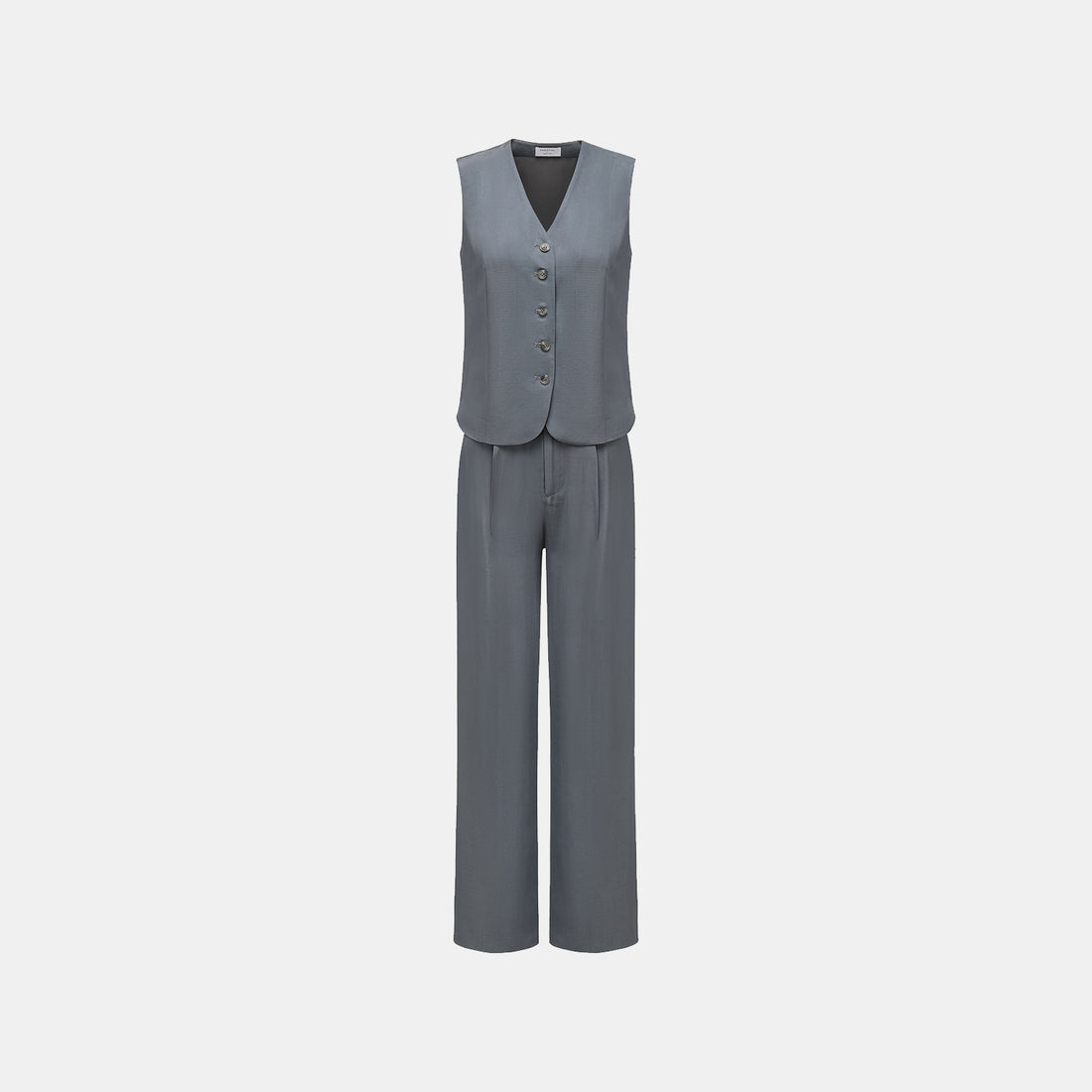 "Speak Sleek" Luxury Lightweight Linen Texture Acetate Tie-Strap Suit Vest—Cloud
