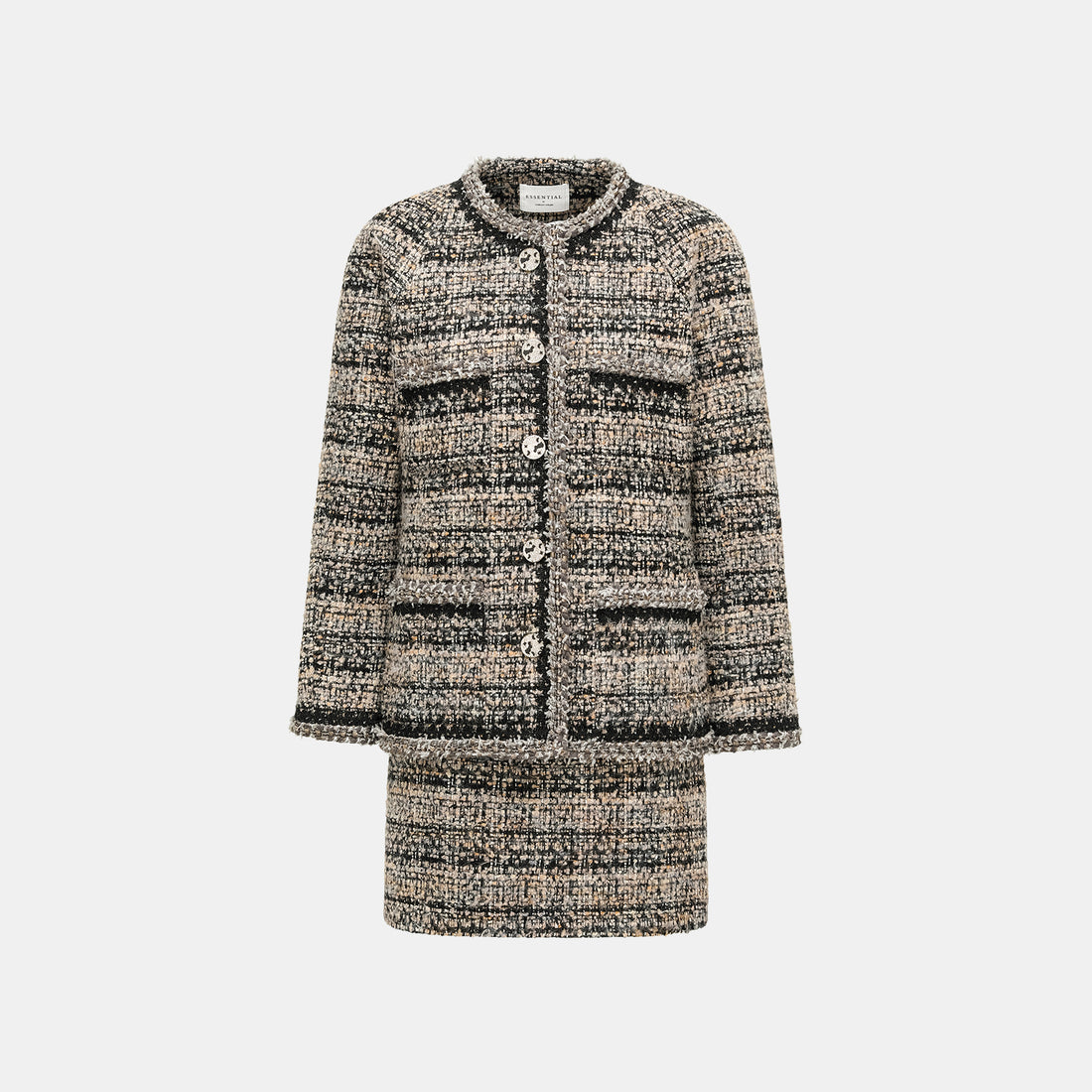 “Knightsbridge citywalk.” Tweed Skirt - Camel/Black